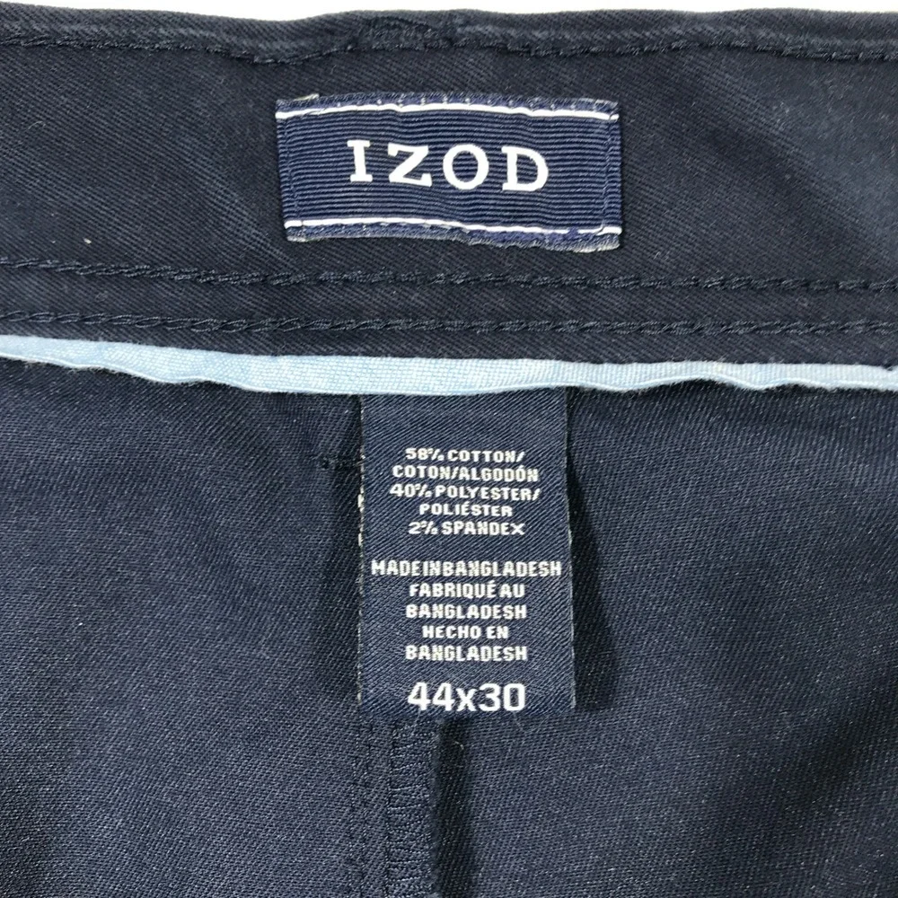 Izod SportFlex Chino Pants 44x30 Blue Flat Front Big & Tall Stretch Preppy New